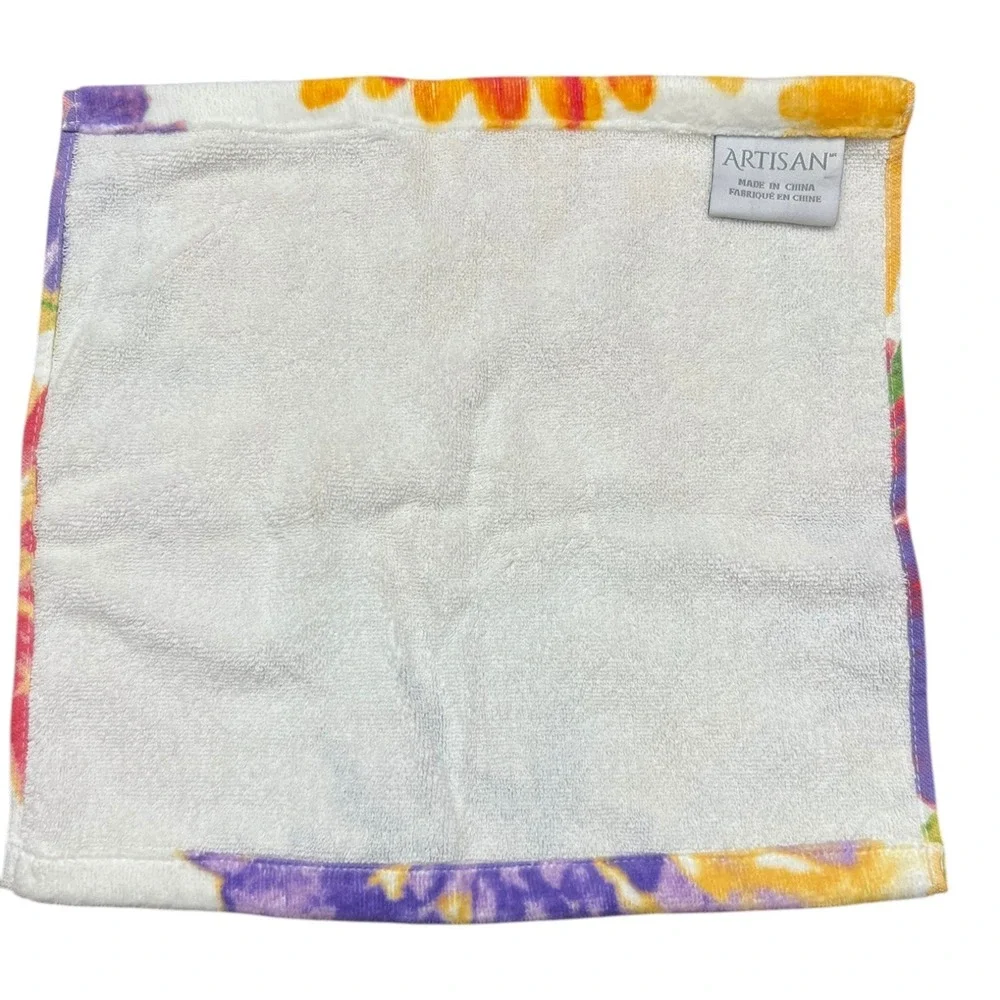 Artisan Floral Washcloth Set OS Multicolor Very Good Soft Terry Cloth 2pc